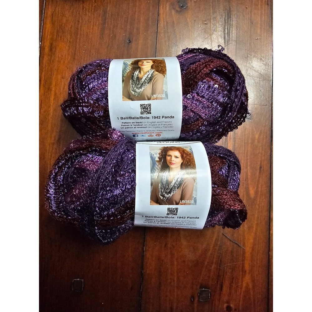 Red Heart Boutique Sashay Sequins Yarn Concord Purple 2 Balls Super Bulky E782S